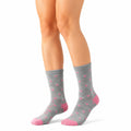 Calze lunghezza media 43-46 in maglia grigio e rosa con cuori stile casual