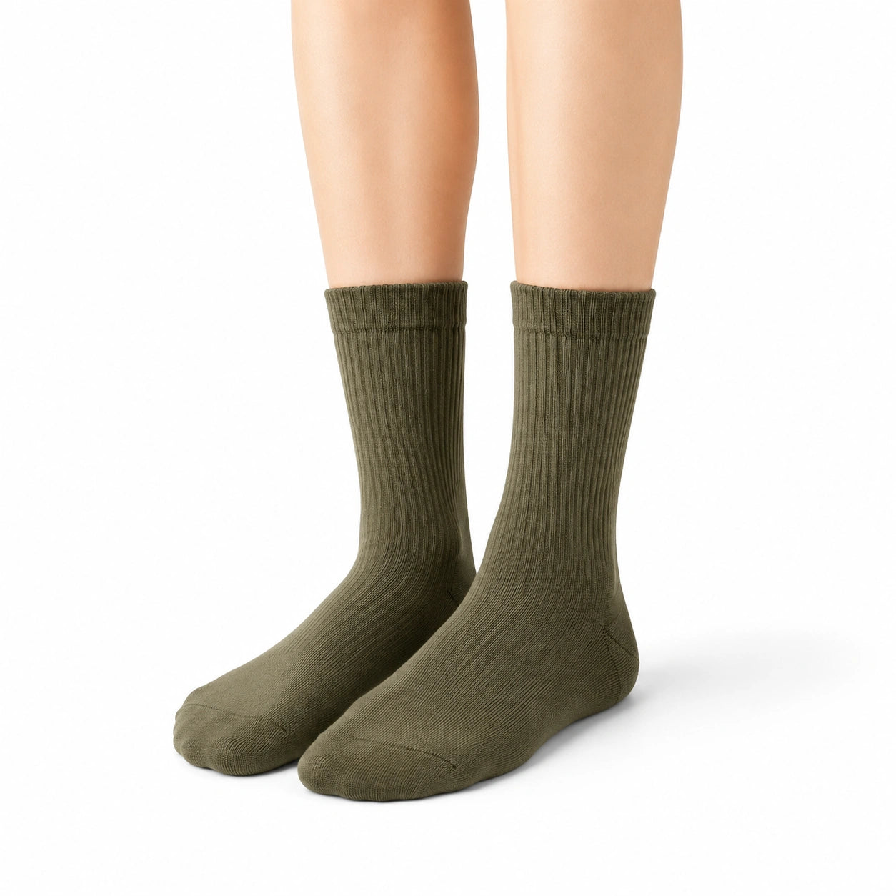Calze a costine 35-38 verde oliva in maglia per uso quotidiano