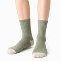 Calze a coste 39-42 in tessuto a maglia verde salvia e beige stile casual