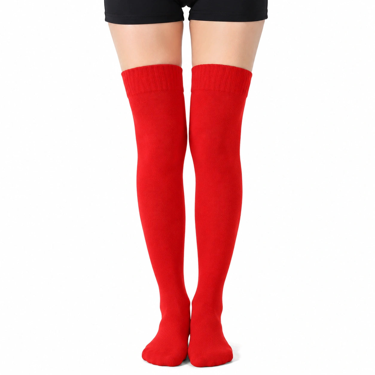 Calze sopra il ginocchio 39-42 in maglia rossa elasticizzata a tinta unita