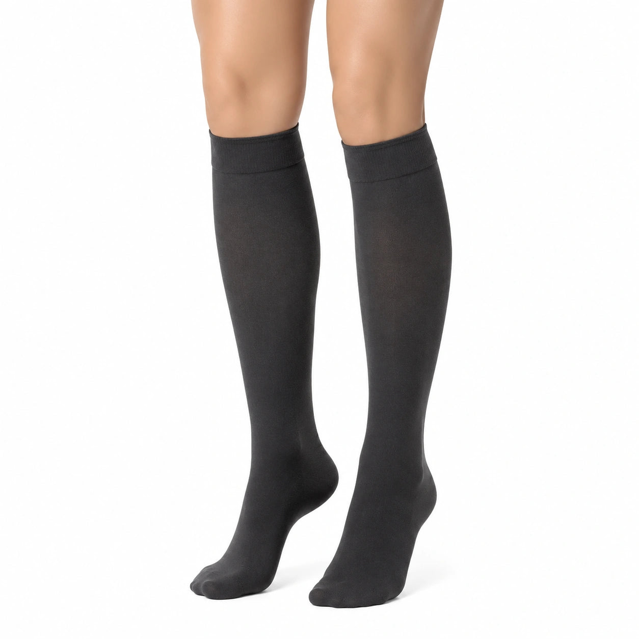 Calze al ginocchio 35-38 in tessuto elasticizzato nero - stile essenziale