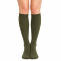 Calze al ginocchio 39-42 in tessuto elasticizzato verde oliva a costine