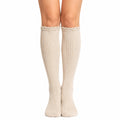 Calze al ginocchio 39-42 in maglia beige a coste con bordo ondulato