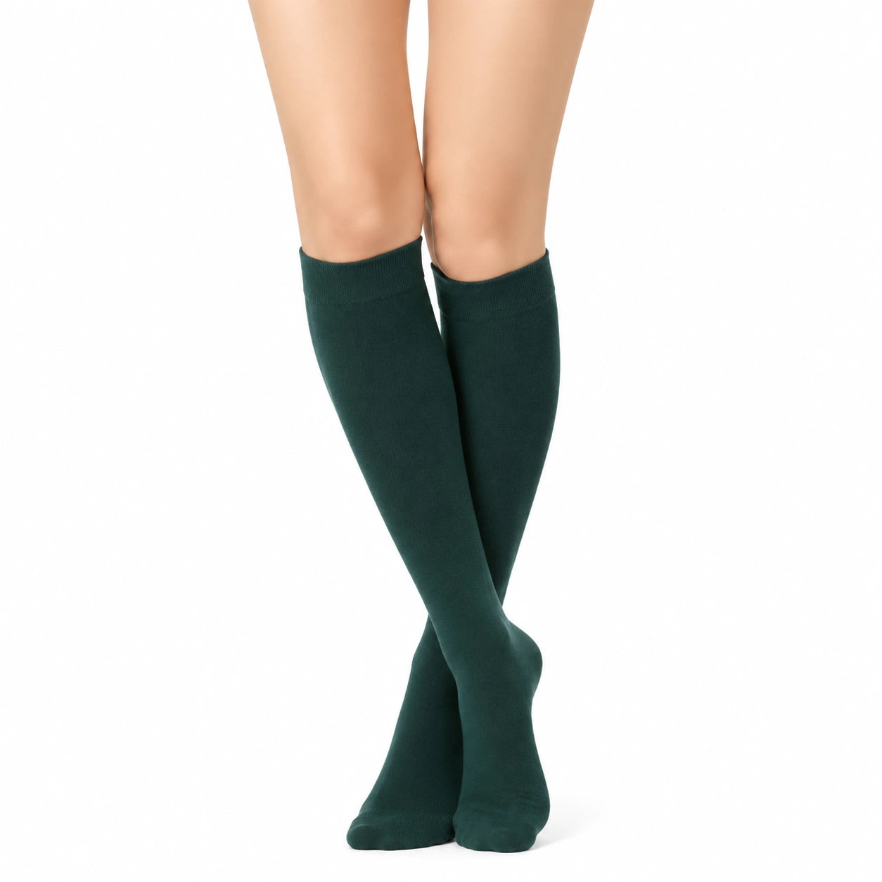 Calze al ginocchio 39-42 in maglia verde scuro per uso quotidiano stile essenziale