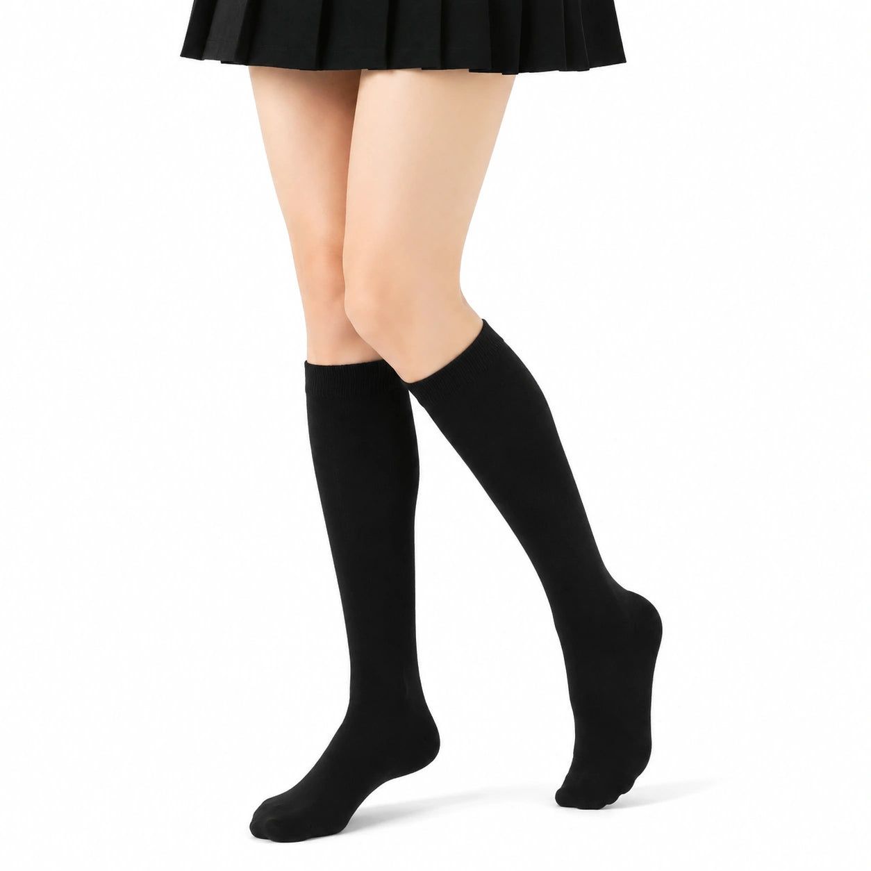 Calze al ginocchio 39-42 nere in tessuto a maglia elasticizzato stile uniforme