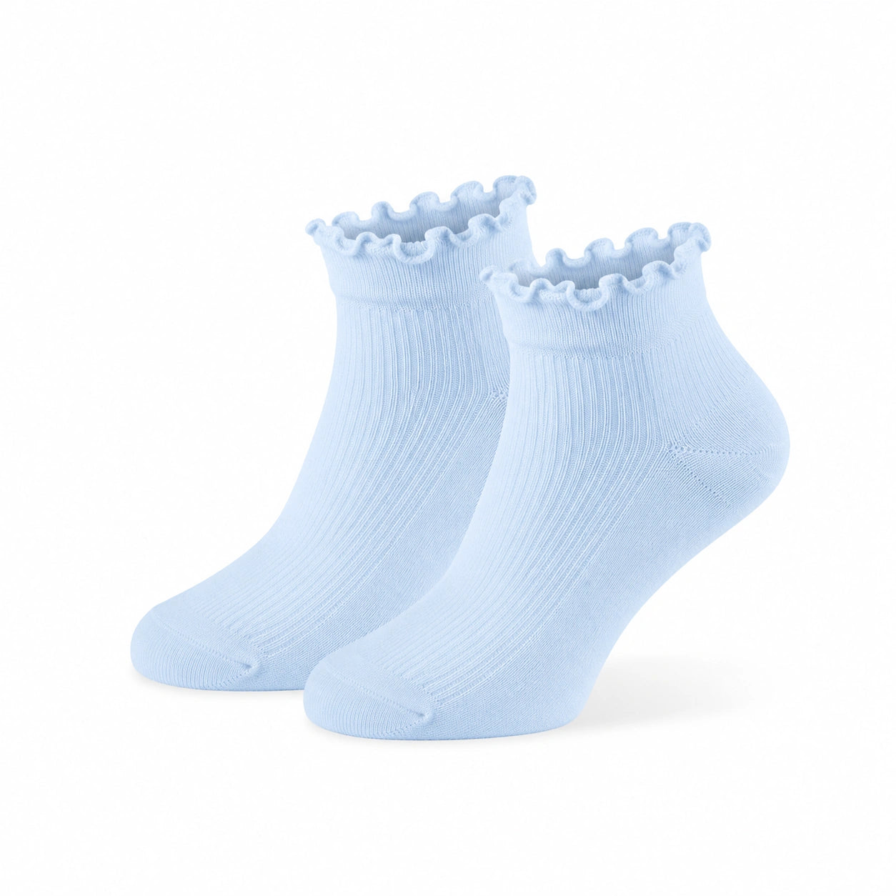 Calzini 35-38 in tessuto a maglia azzurro chiaro con bordo ondulato